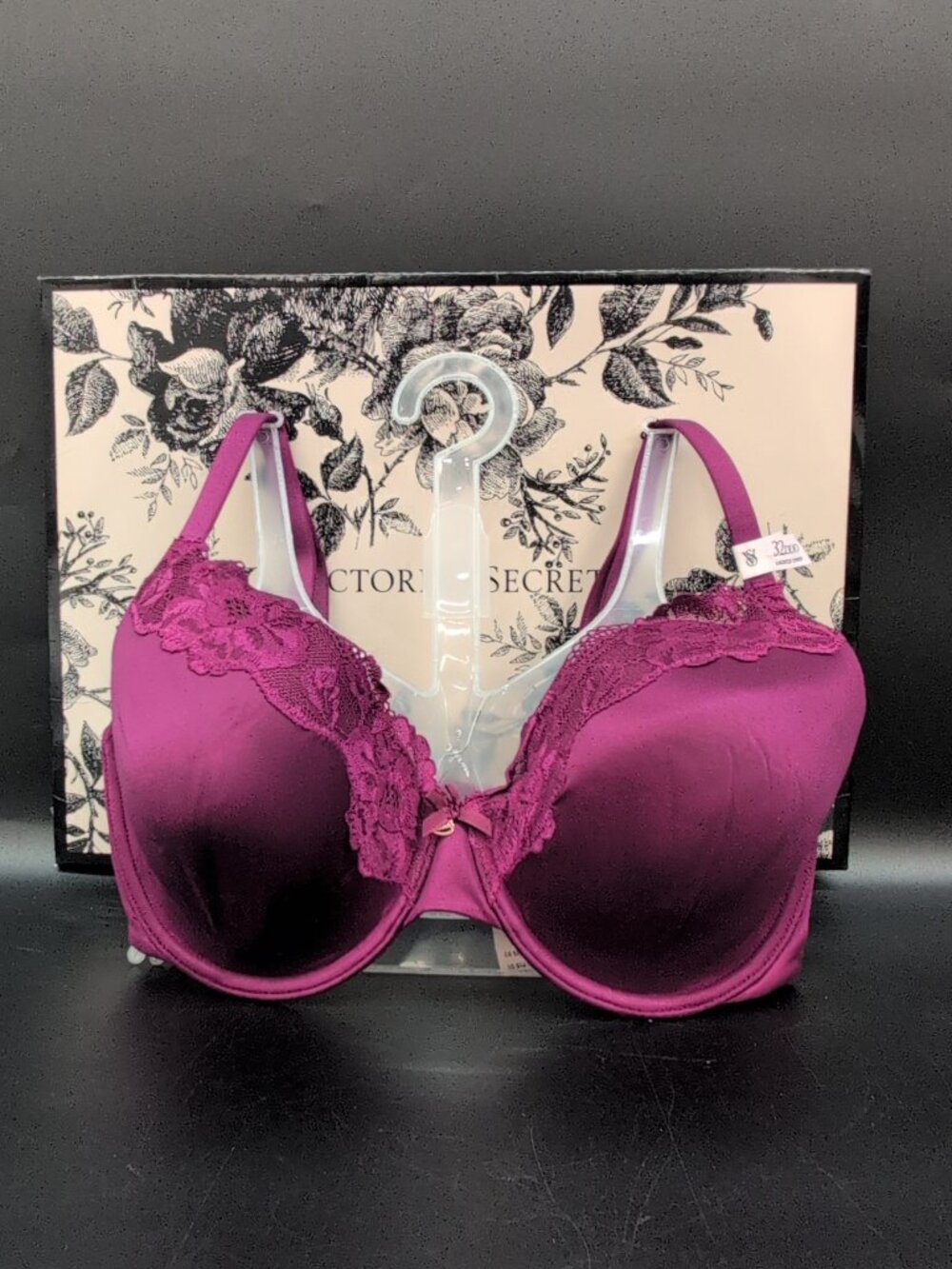 Victoria Secret Lightly Lined Lace Trim Full Coverage Bra 32DDD Plum Rouge